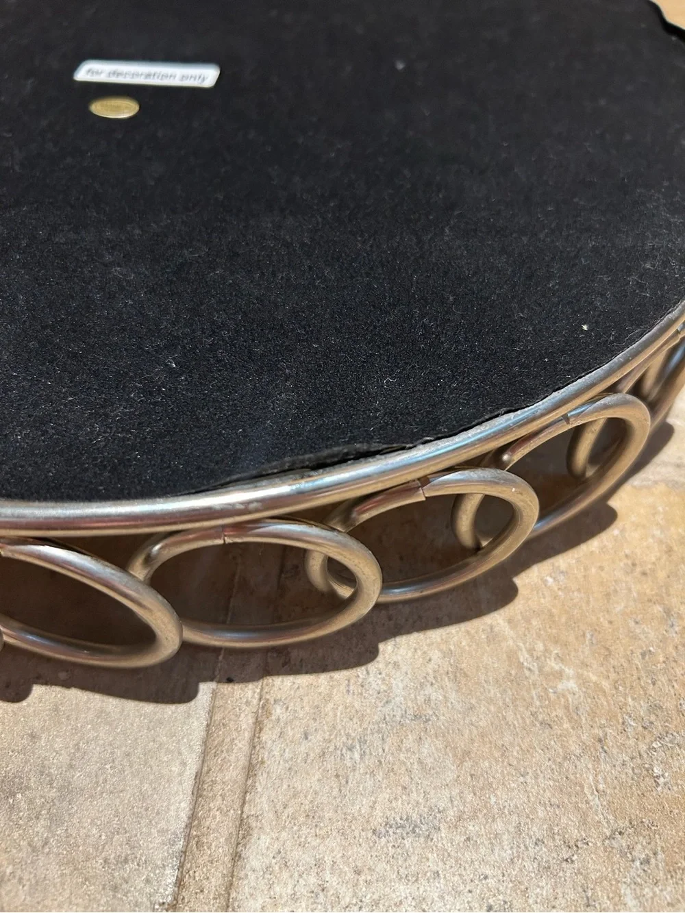 American Atelier Round Silver Looped Mirror Tray,